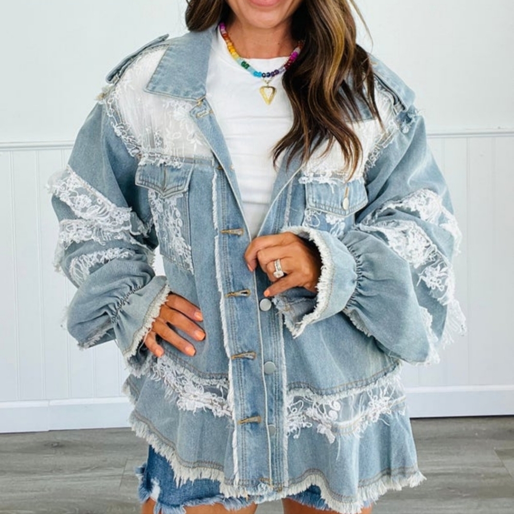 POL Lace Denim Jacket